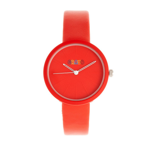 Unisex Blade Red Leatherette Strap Watch 37mm