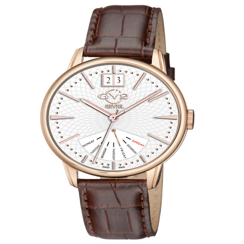 Men's Rovescio Swiss Quartz Italian Brown Leather Strap Watch 42mm