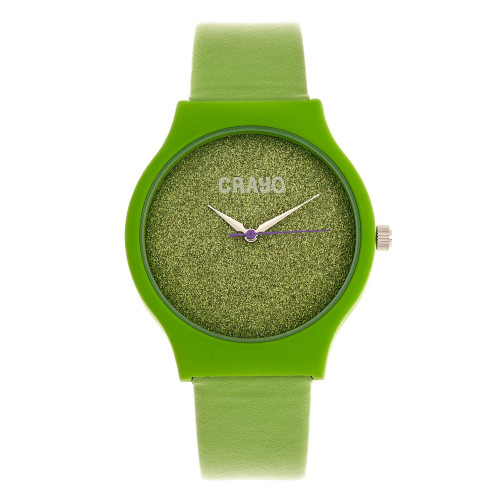 Unisex Glitter Green Leatherette Strap Watch 36mm