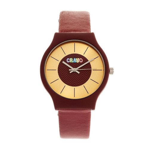 Unisex Trinity Maroon Leatherette Strap Watch 36mm