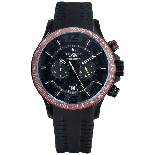 Men's Chronograph Hurricane Black Silicone Strap Watch 46mm