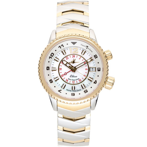 Women's Elise Tri-Time Two-Tone Stainless Steel Bracelet Watch 33mm