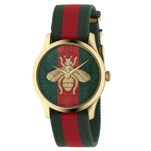 Women's Swiss G-Timeless Red and Green Nylon Strap Watch 38mm