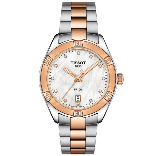 Women's Swiss PR 100 Sport Chic T-Classic Diamond-Accent Two-Tone Stainless Steel Bracelet Watch 36mm
