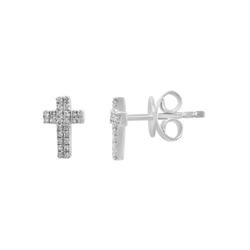 EFFY Diamond (1/6 ct.t.w.) Cross Stud Earrings in Sterling Silver or 14k Gold-Plated Sterling Silver