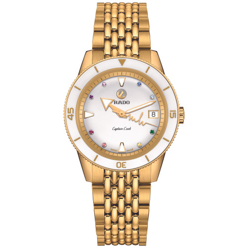Women's Swiss Automatic Captain Cook x Marina Hoermanseder Heartbeat Gold-Tone Stainless Steel Bracelet Watch 37mm
