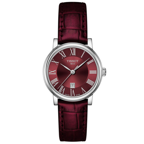 Women's Swiss Carson Premium Lady Burgundy Leather Strap Watch 30mm