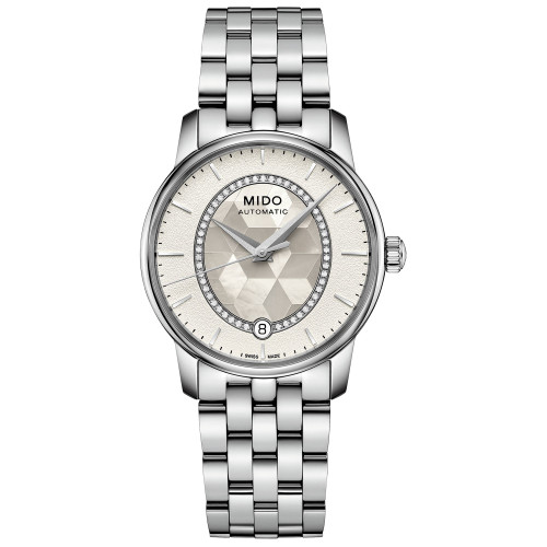 Women's Swiss Automatic Baroncelli Diamond (1/10 ct. t.w.) Stainless Steel Bracelet Watch 33mm