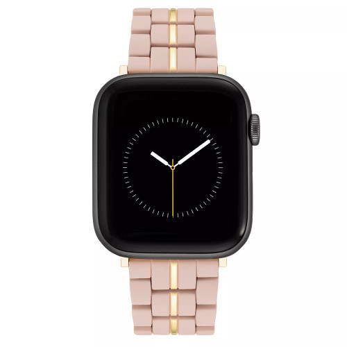 Women's Rubberized Link Bracelet and Stainless Steel Adaptors Compatible with 38mm, 40mm and 41mm Apple Watch