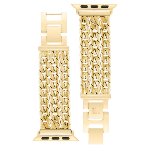 Women's Gold-Tone Three Chain Alloy Bracelet with Gold-Tone Stainless Steel Adaptors Compatible with Apple Watch, 42, 44, 45, Ultra 49mm