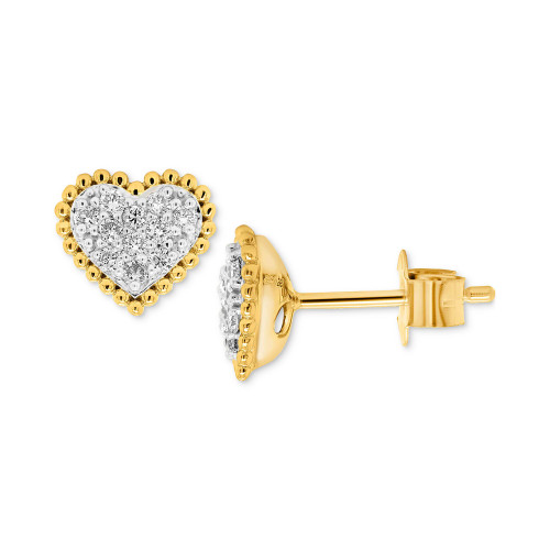 Lab-Created Diamond Heart Cluster Bead Frame Stud Earrings (1/4 ct. t.w.) in 14k Gold-Plated Sterling Silver