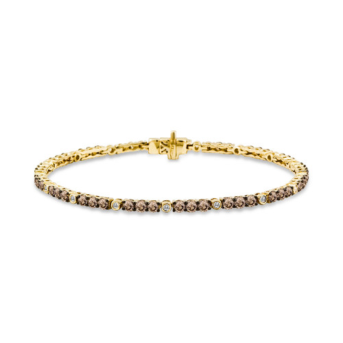 Chocolatier® Chocolate Diamond (3-3/8 ct. t.w.) & Vanilla Diamond (1/4 ct. t.w.) Link Bracelet in 14k Gold
