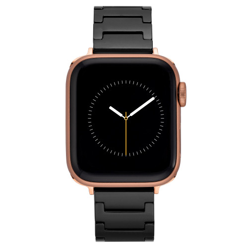 42/44/45mm Apple Watch Bracelet in Black Ceramic With Rose Gold Adaptors