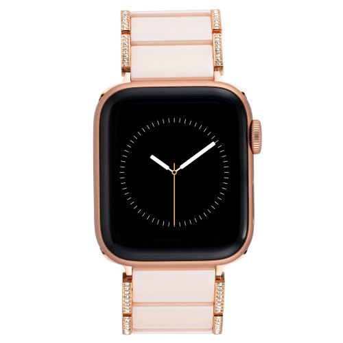 38/40/41mm Apple Watch Bracelet in Blush Ceramic With Crystals and Rose Gold Adaptors