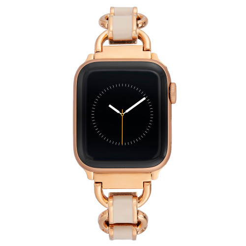 42/44/45mm Apple Watch Chain Bracelet in Blush Enamel and Rose Gold Stainless Steel With Rose Gold Adaptors