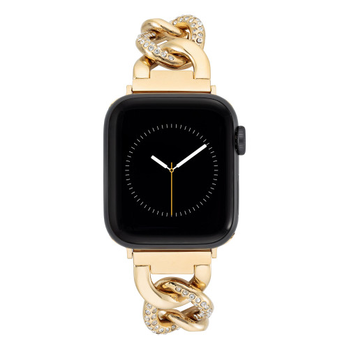 Women's Gold-Tone Mixed Metal and Preciosa Maxima Crystal Accented Chain Link Bracelet for Apple Watch, Compatible with 38mm, 41mm, 41mm