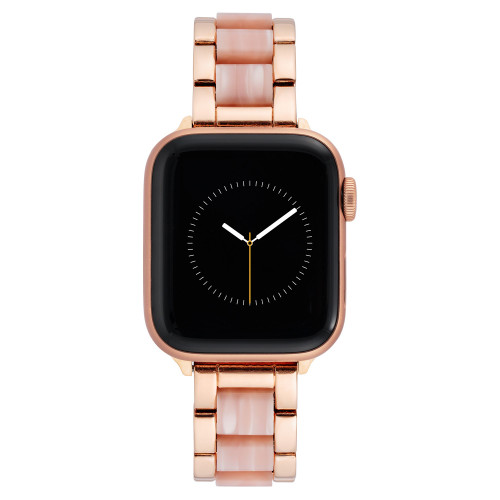 38/40/41mm Apple Watch Bracelet in Pink Resin and Rose Gold Stainless Steel With Rose Gold Adaptors