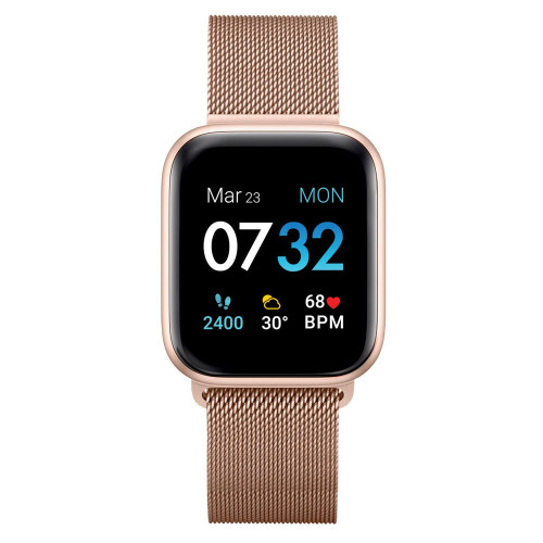 Air 3 Unisex Heart Rate Rose Gold Mesh Strap Smart Watch 40mm