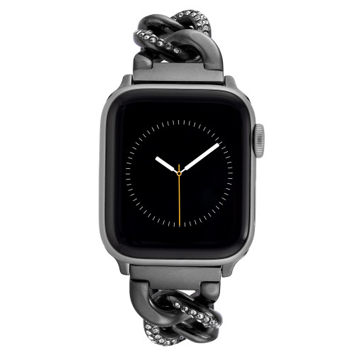 38/40/41mm Apple Watch Crystal Chain Bracelet in Gun Metal Grey Stainless Steel With Gun Metal Gray Adaptors