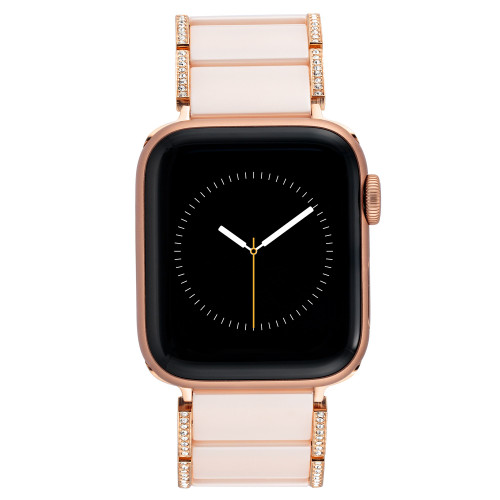 42/44/45mm Apple Watch Bracelet in Blush Ceramic With Crystals and Rose Gold Adaptors
