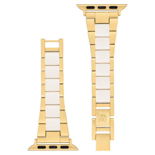 Women's White Oceanworks Plastic and Brushed Gold-Tone Alloy Link Bracelet