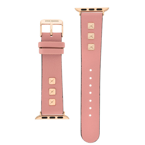 Women's Pink Synthetic Leather Band with Rose Gold-Tone Alloy Accents Compatible with 38, 40, 41mm Apple Watch