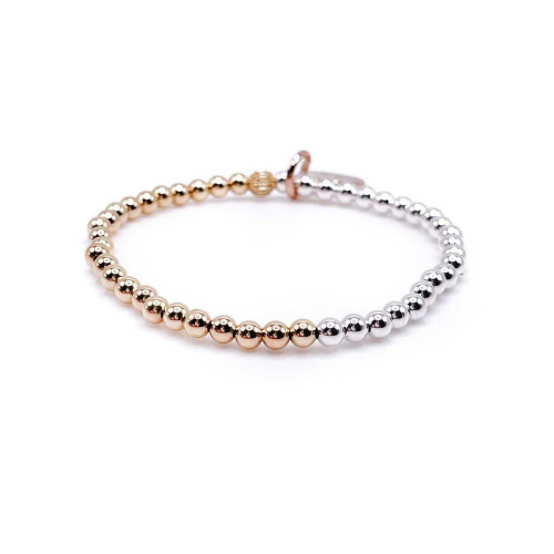 Non-Tarnishing Gold Filled, 4mm Gold Ball and Sterling Silver Bracelet
