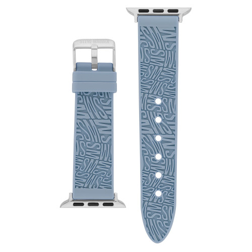 Women's Light Blue Swirl Logo Silicone Strap Compatible with 42, 44, 45, 49mm Apple Watch