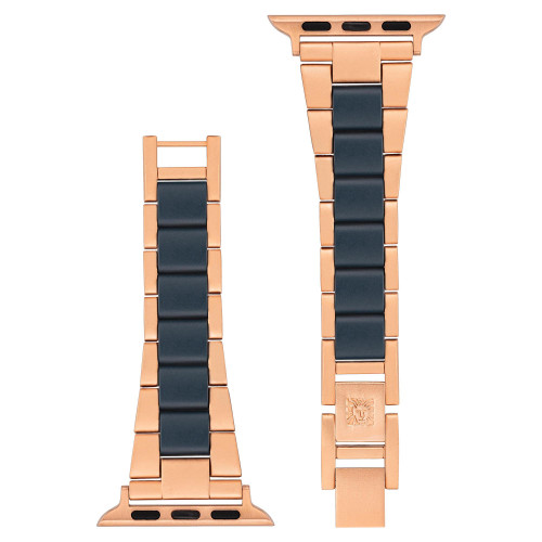 Women's Navy Oceanworks Plastic and Brushed Rose Gold-Tone Alloy Link Bracelet
