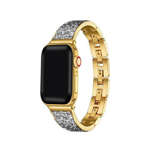 Men's and Women's Gold Tone Stainless Steel Band with Stones for Apple Watch 38mm