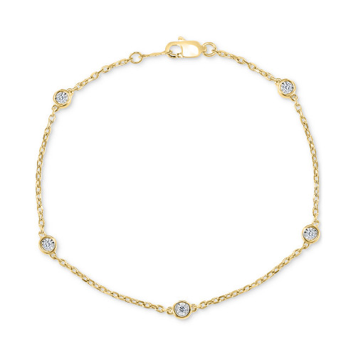 EFFY® Diamond Bezel Station Link Bracelet (1/10 ct. t.w.) in 14k Gold-Plated Sterling Silver