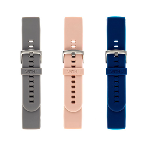 Gray Smooth, Light Pink Smooth and Navy Smooth Silicone Band Set, 3 Piece Compatible with the Fitbit Versa and Fitbit Versa 2