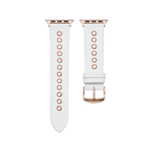 Morgan White Genuine Leather and Grommet Band for Apple Watch, 38mm-40mm