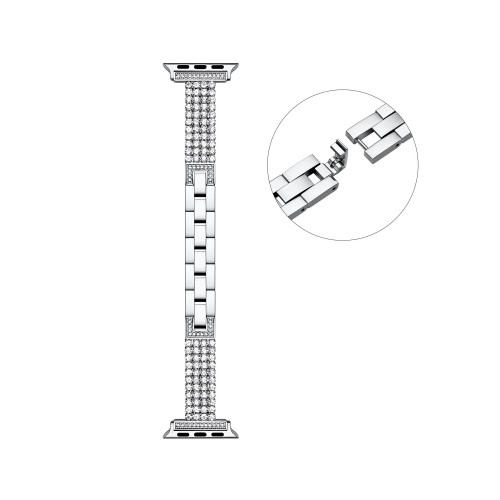 Mia Silver-tone Rhinestone Bracelet Band for Apple Watch, 42mm-44mm