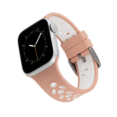 Pink and White Sport Silicone Band Compatible with 38/40/41mm Apple Watch