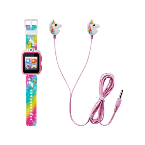 Kid's Rainbow Unicorn Silicone Strap Touchscreen Smart Watch 42mm with Earbuds Gift Set