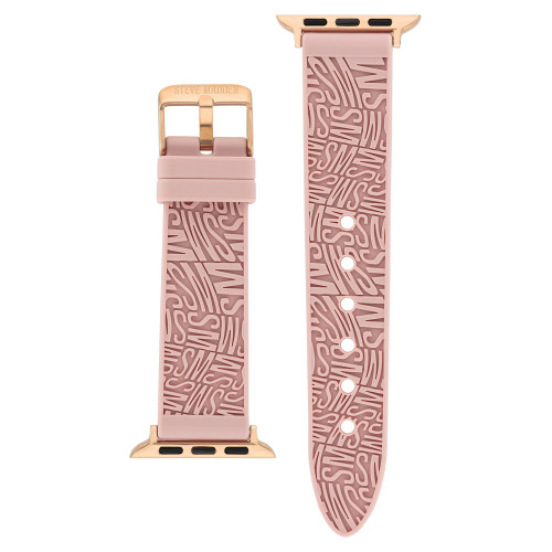 Women's Light Pink Swirl Logo Silicone Strap Compatible with 38, 40, 41mm Apple Watch