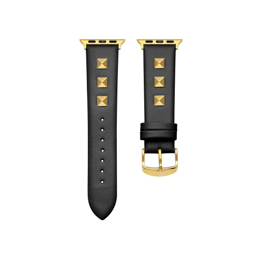 Rebel Black Genuine Leather and Stud Band for Apple Watch, 38mm-40mm