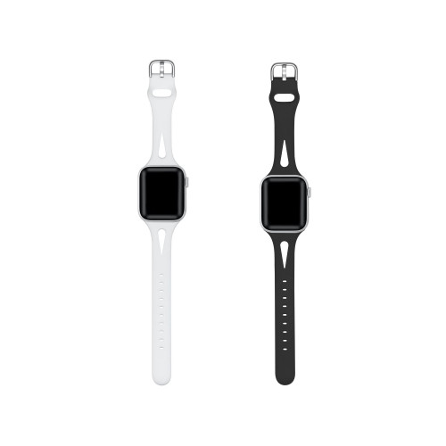Alex 2-Pack White and Black Silicone Bands for Apple Watch, 42mm-44mm