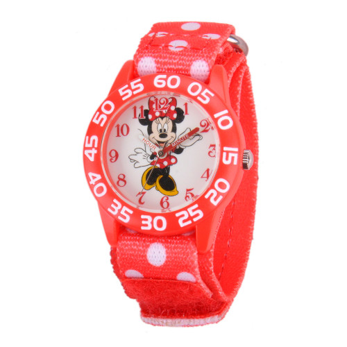 Disney Minnie Mouse Girls' Red Plastic Time Teacher Watch