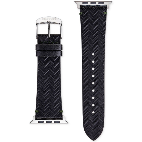 Zigzag Black Leather Strap for Apple Watch® 42mm/44mm