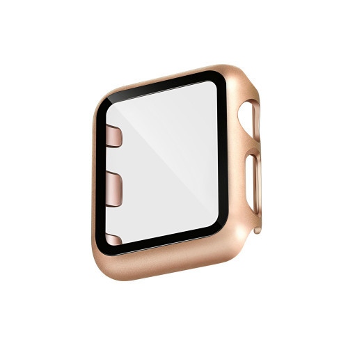 Rose Gold Tone/Gold Tone Full Protection Bumper with Integrated Glass Cover Compatible with 42mm Apple Watch
