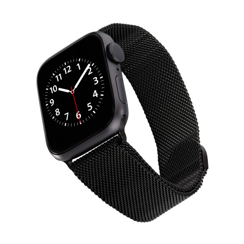Black Stainless Steel Mesh Band Compatible with 42/44/45/Ultra 49mm Apple Watch