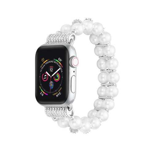 Unisex White Skinny Faux Pearl Band for Apple Watch, 38mm