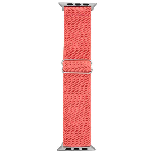 Women's Coral Woven Elastic Band with Silver Tone Stainless Steel Lugs for 42, 44, 45, Ultra 49mm Apple Watch