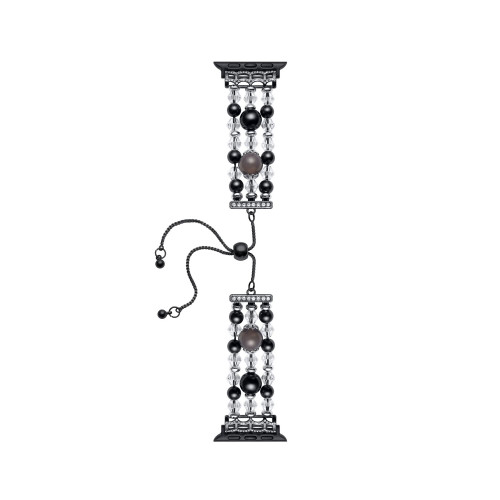 Celina Black and Gray Beaded Bracelet Band for Apple Watch, 42mm-44mm