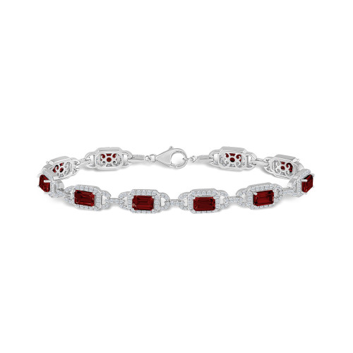 Garnet and White Topaz Bracelet (7-3/4 ct. t.w and 5/8 ct. t.w) in Sterling Silver