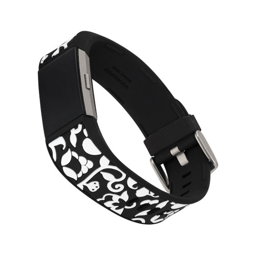 Black and White Premium Silicone Band Compatible with the Fitbit Charge 2