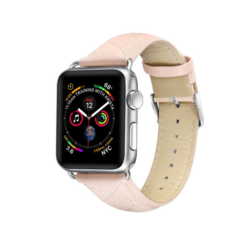 Men's and Women's Apple Pink Quilted Leather Replacement Band 44mm