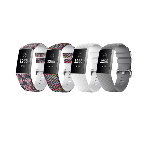 Unisex Fitbit Charge 3 Assorted Silicone Watch Replacement Bands - Pack of 4